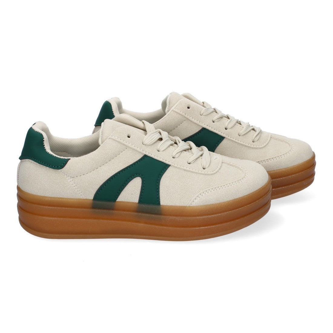 Zapatillas Deportivas Planas de Mujer, Diseño Moderno-Beige