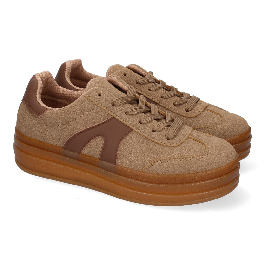 Zapatillas Deportivas Planas de Mujer, Diseño Moderno-Kaki