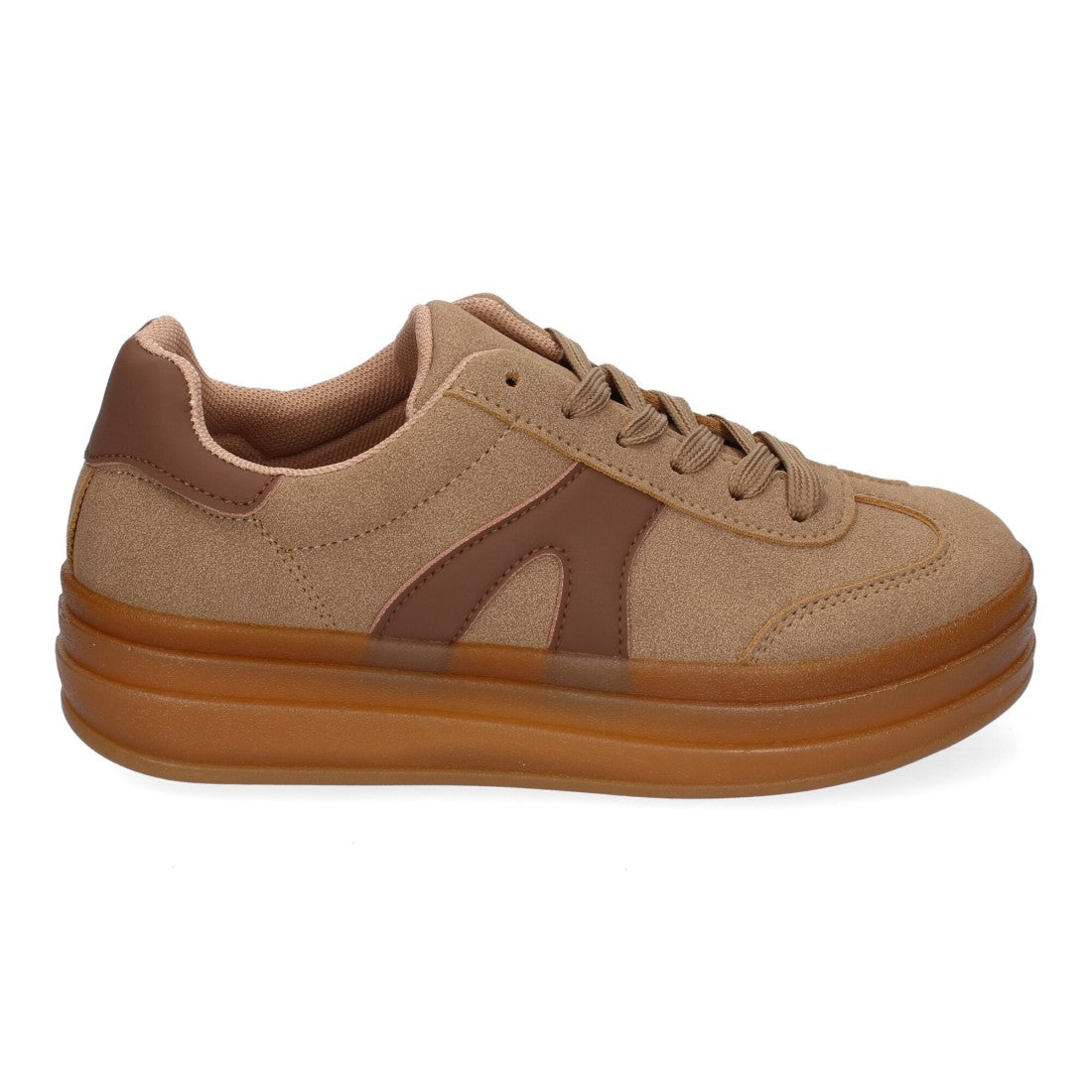 Zapatillas Deportivas Planas de Mujer, Diseño Moderno-Kaki