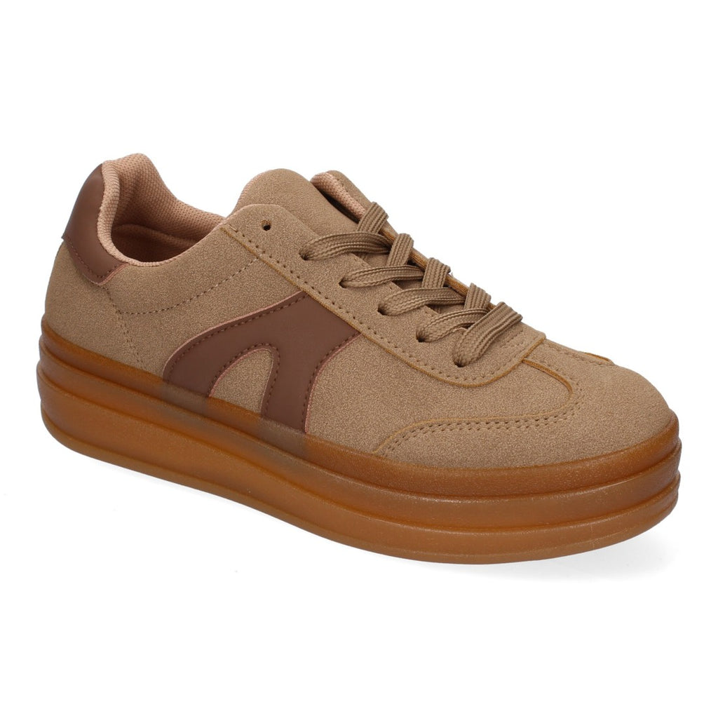 Zapatillas Deportivas Planas de Mujer, Diseño Moderno-Kaki