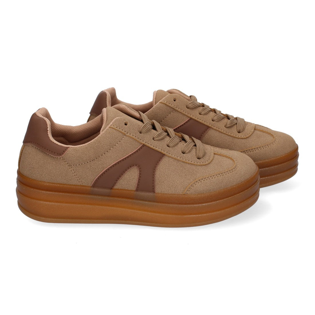 Zapatillas Deportivas Planas de Mujer, Diseño Moderno-Kaki