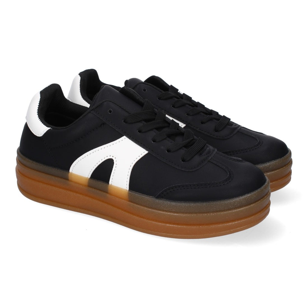Zapatillas Deportivas Planas de Mujer, Diseño Moderno-Negro
