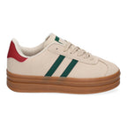 Zapatillas deportivas de mujer con doble plataforma  -Beige