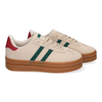 Zapatillas deportivas de mujer con doble plataforma  -Beige