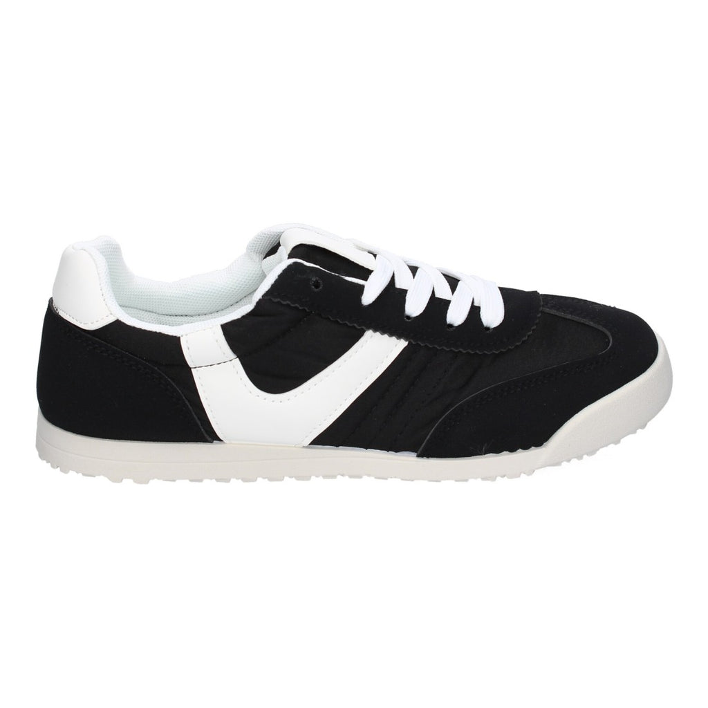 Sneaker Casual Negra con Detalles Blancos