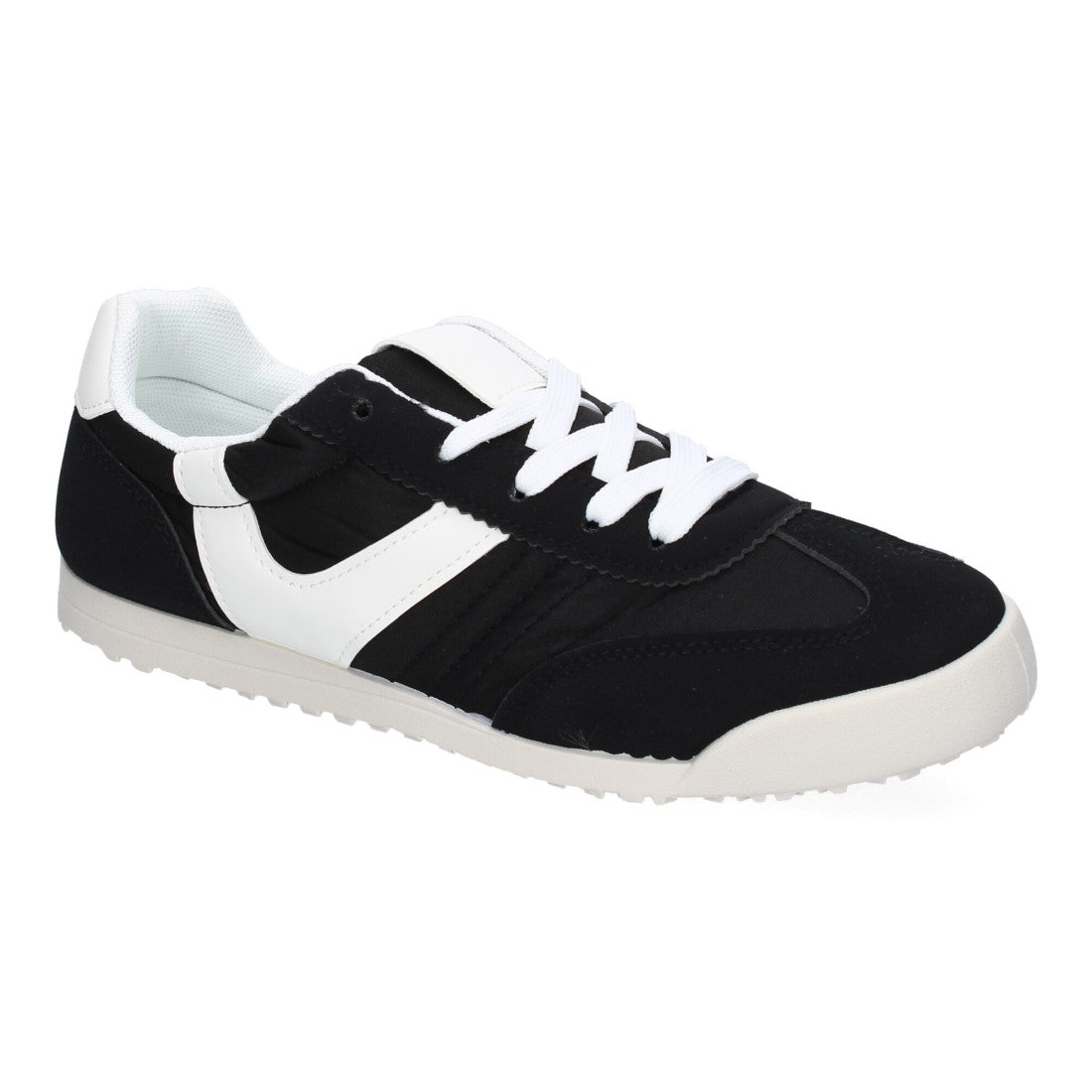 Sneaker Casual Negra con Detalles Blancos