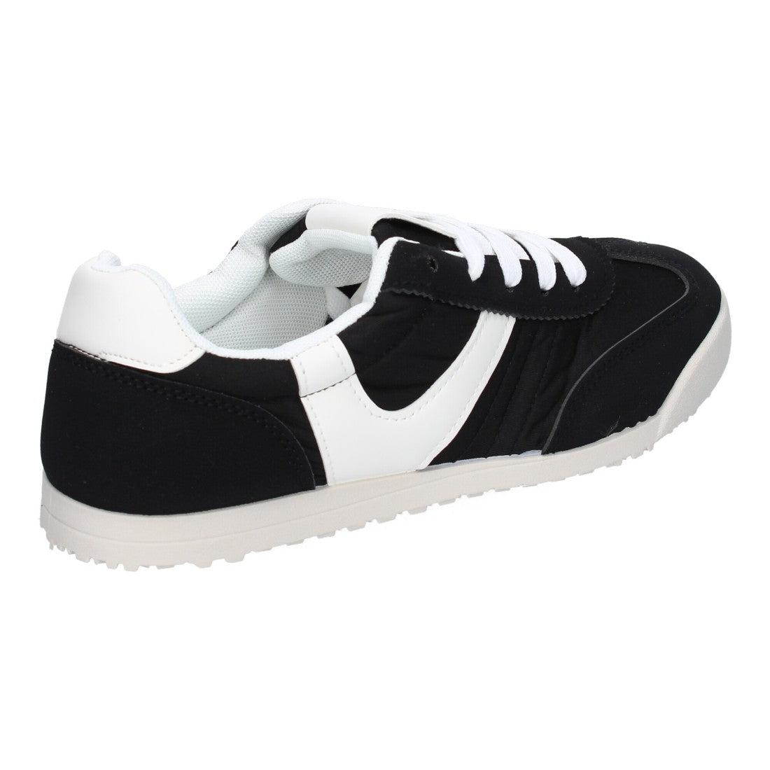 Sneaker Casual Negra con Detalles Blancos