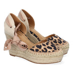 Alpargata Mujer de Cuña con Cintas-Leopardo