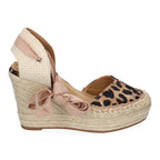 Alpargata Mujer de Cuña con Cintas-Leopardo