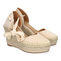 Sandalia de Cuña de Yute con Cintas y Diseño Moderno - 7Q9-Beige
