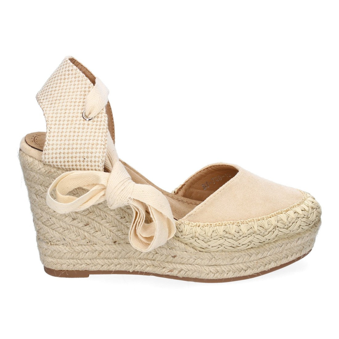 Sandalia de Cuña de Yute con Cintas y Diseño Moderno - 7Q9-Beige