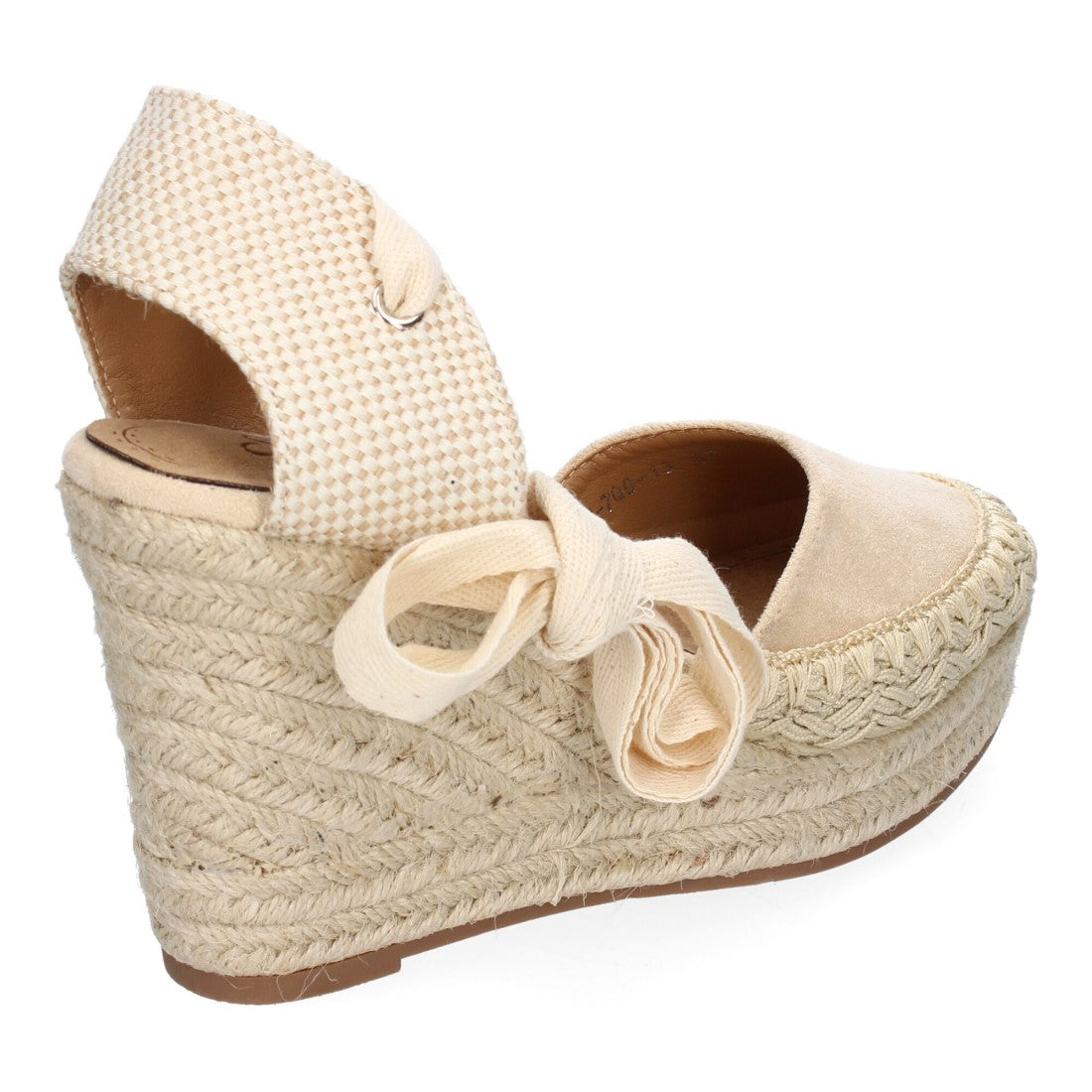 Sandalia de Cuña de Yute con Cintas y Diseño Moderno - 7Q9-Beige