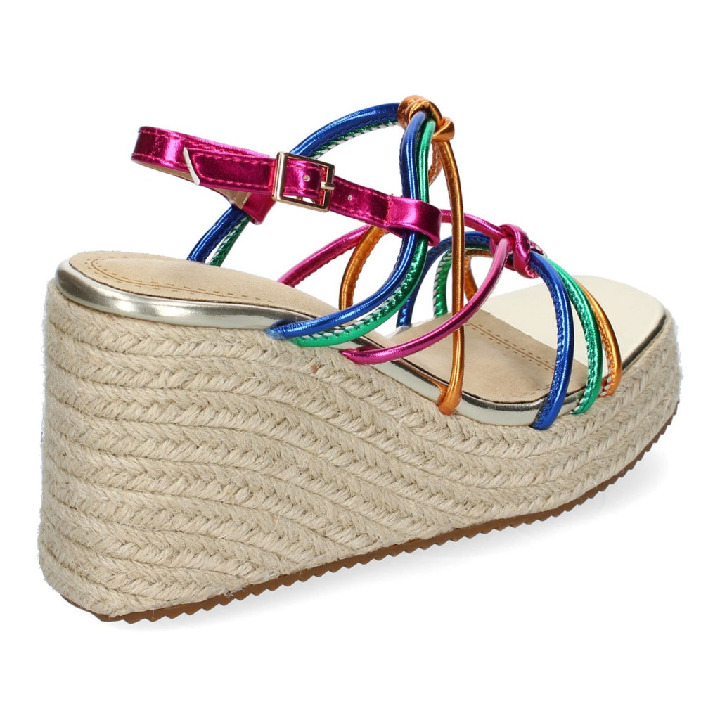 Sandalias de cuña de yute con Tiras Cruzadas -Multi
