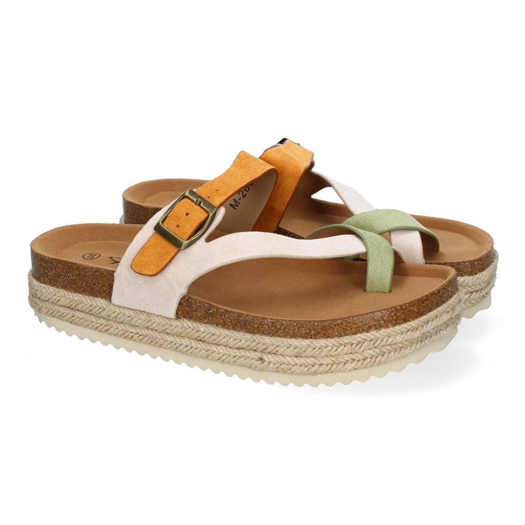 Sandalia de Plataforma de material Bio, Forradas de Yute  - M-266-Verde