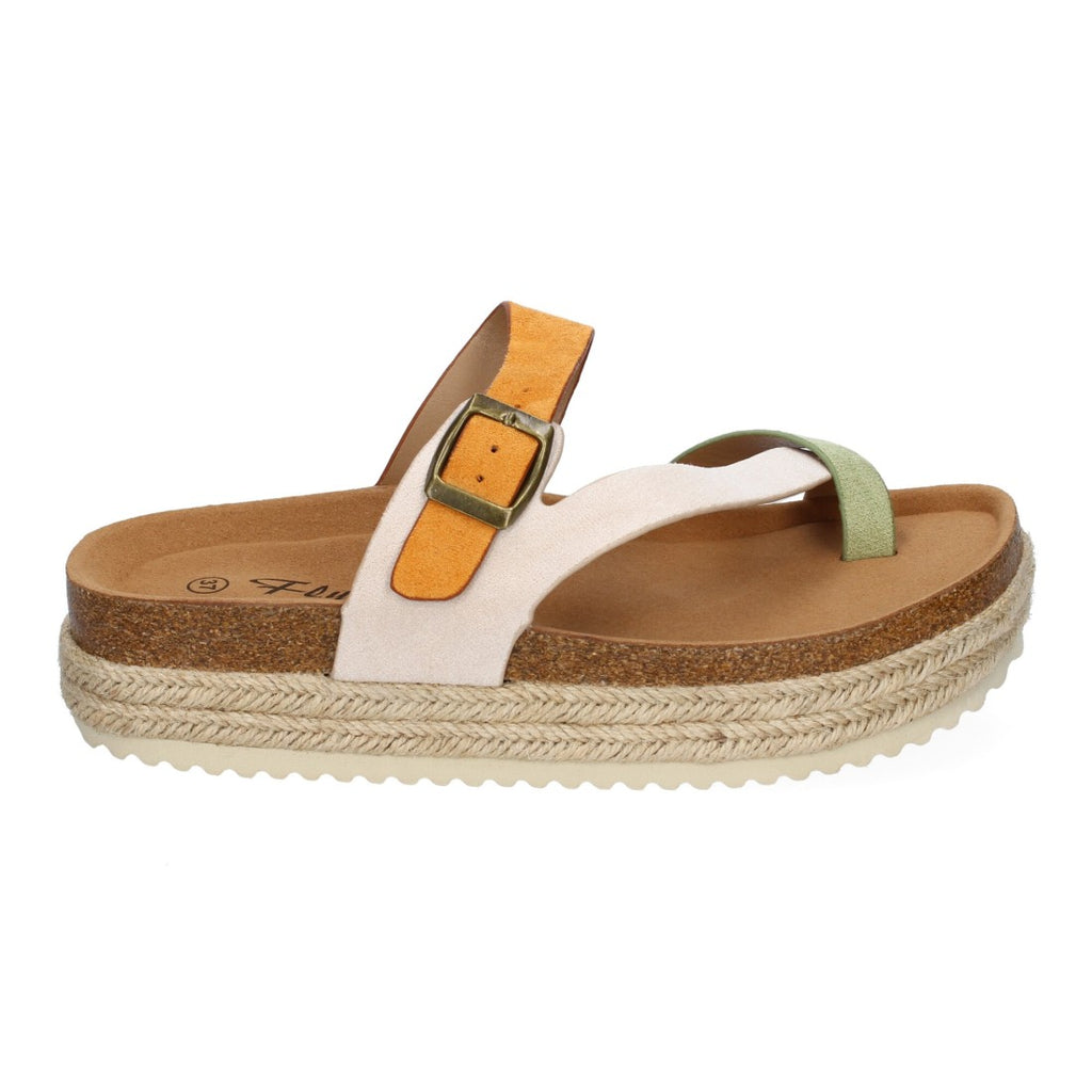 Sandalia de Plataforma de material Bio, Forradas de Yute  - M-266-Verde