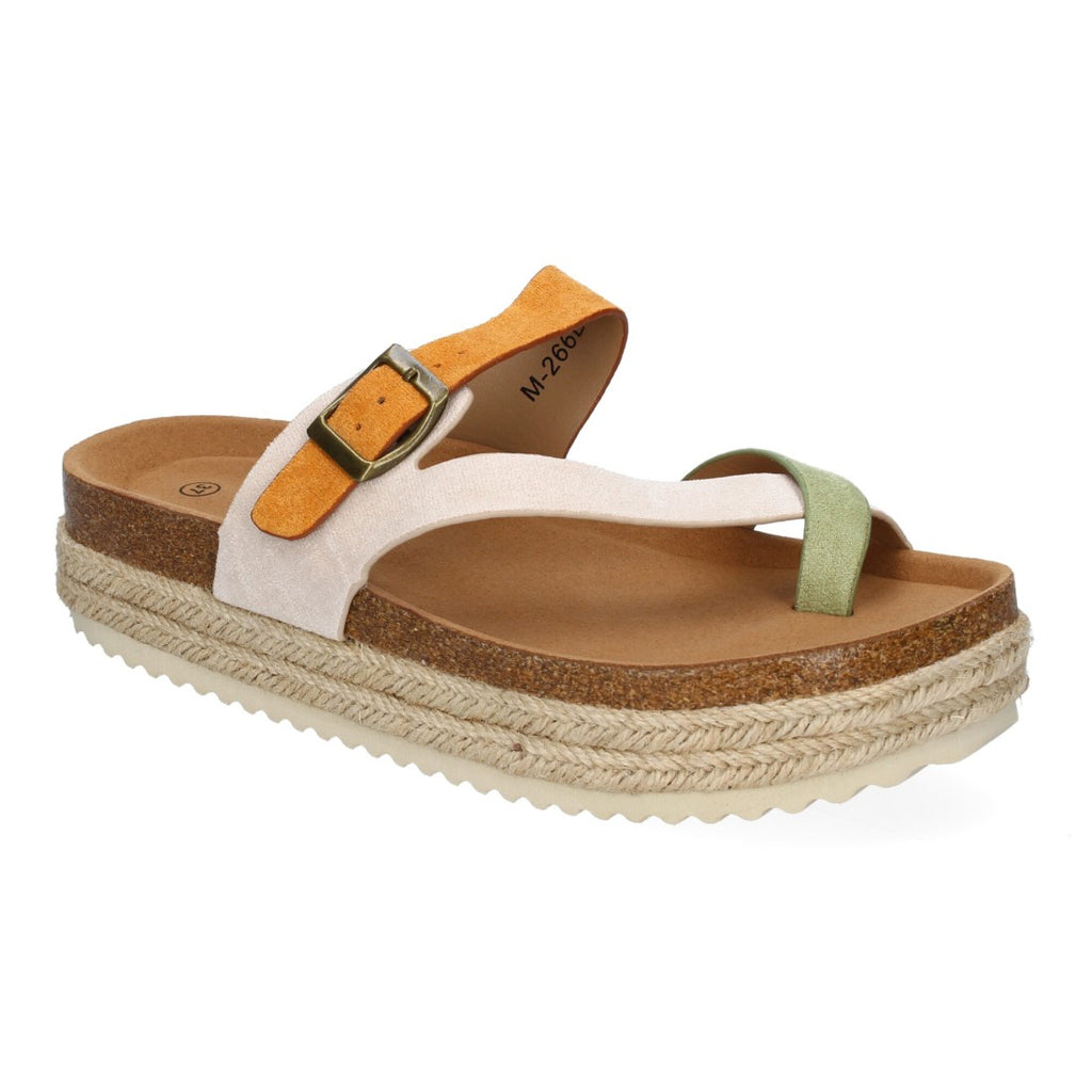 Sandalia de Plataforma de material Bio, Forradas de Yute  - M-266-Verde