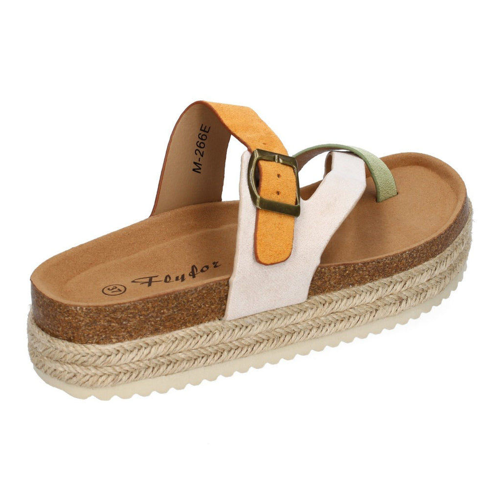 Sandalia de Plataforma de material Bio, Forradas de Yute  - M-266-Verde