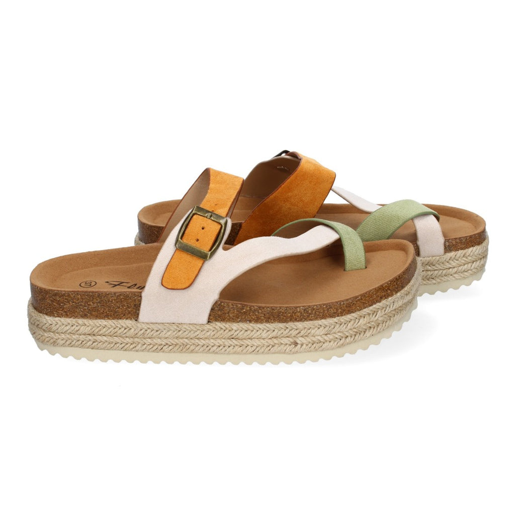 Sandalia de Plataforma de material Bio, Forradas de Yute  - M-266-Verde