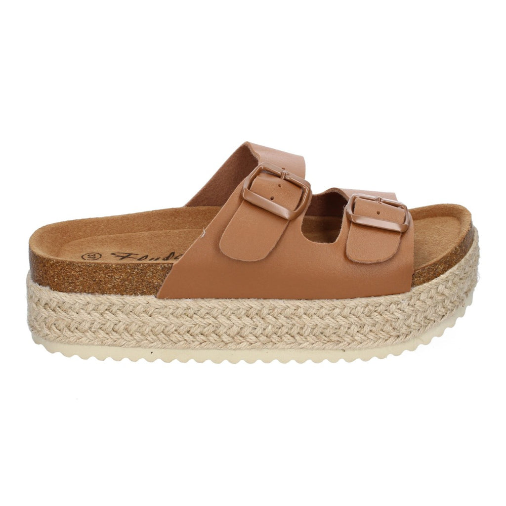 Sandalia plataforma yute doble Hebilla - M-239-Taupe