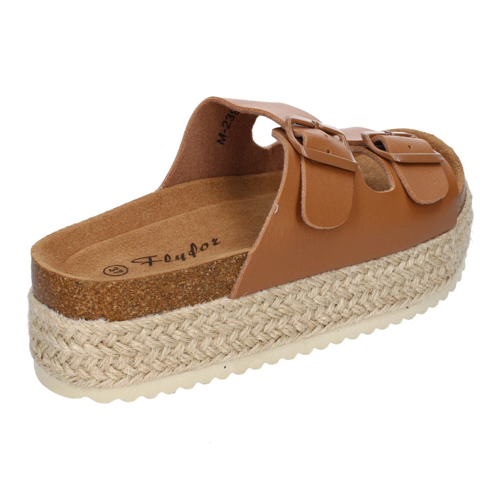 Sandalia plataforma yute doble Hebilla - M-239-Taupe