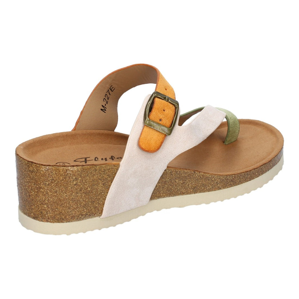 Sandalia de Cuña para Mujer,  Planta Bio, Estilo de Esclava con Hebilla - M-227C-Camel