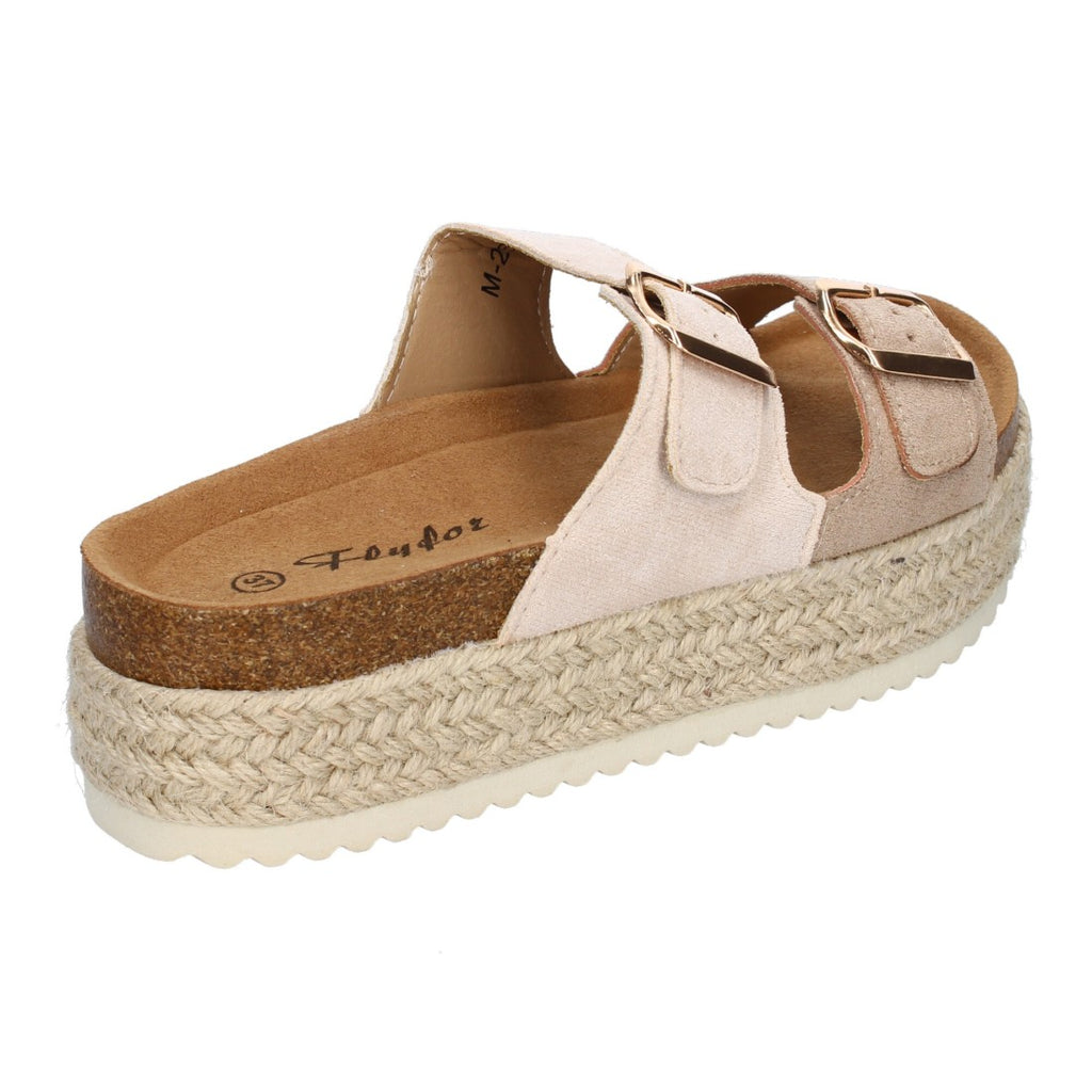 Sandalia plataforma yute doble Hebilla - M-239-Nude