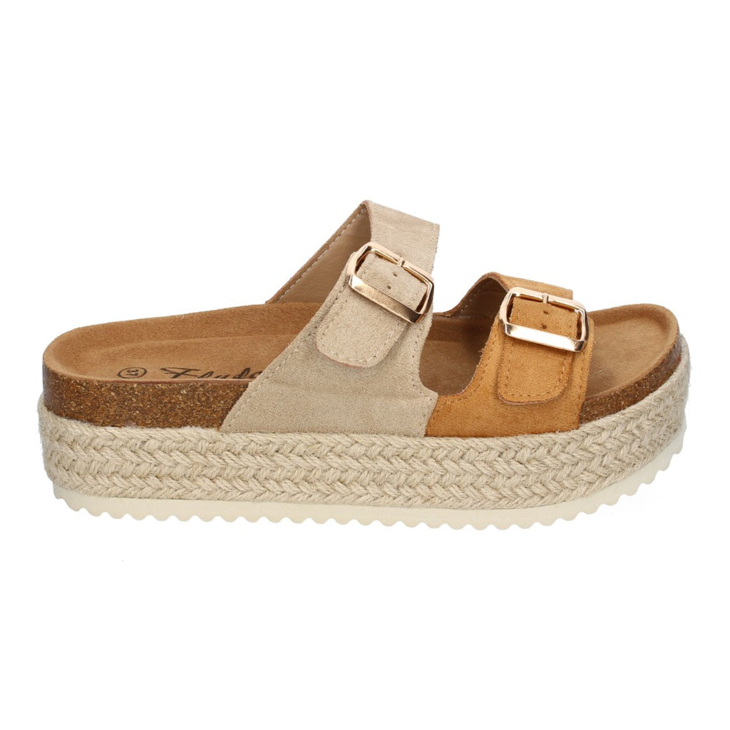 Sandalia plataforma yute doble Hebilla - M-239-Kaki
