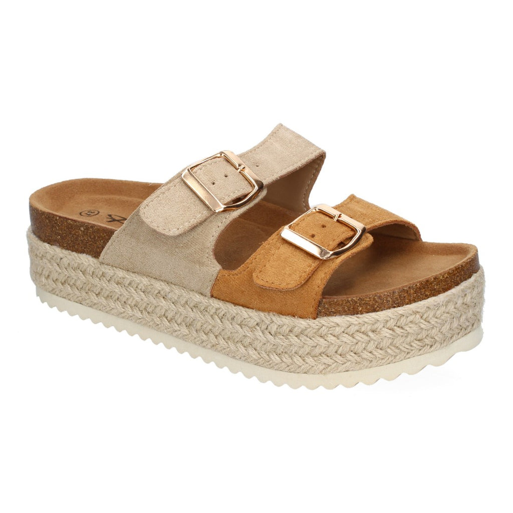 Sandalia plataforma yute doble Hebilla - M-239-Kaki