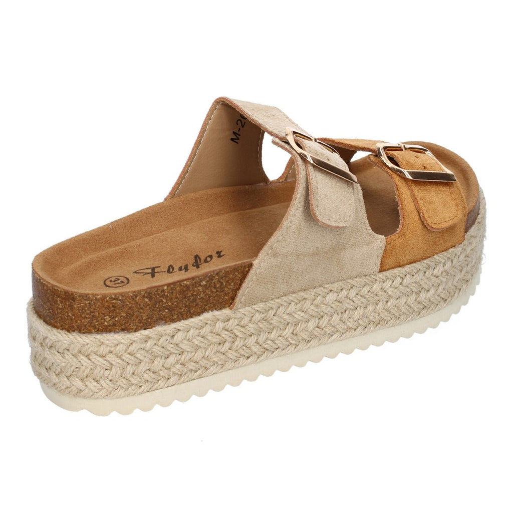 Sandalia plataforma yute doble Hebilla - M-239-Kaki