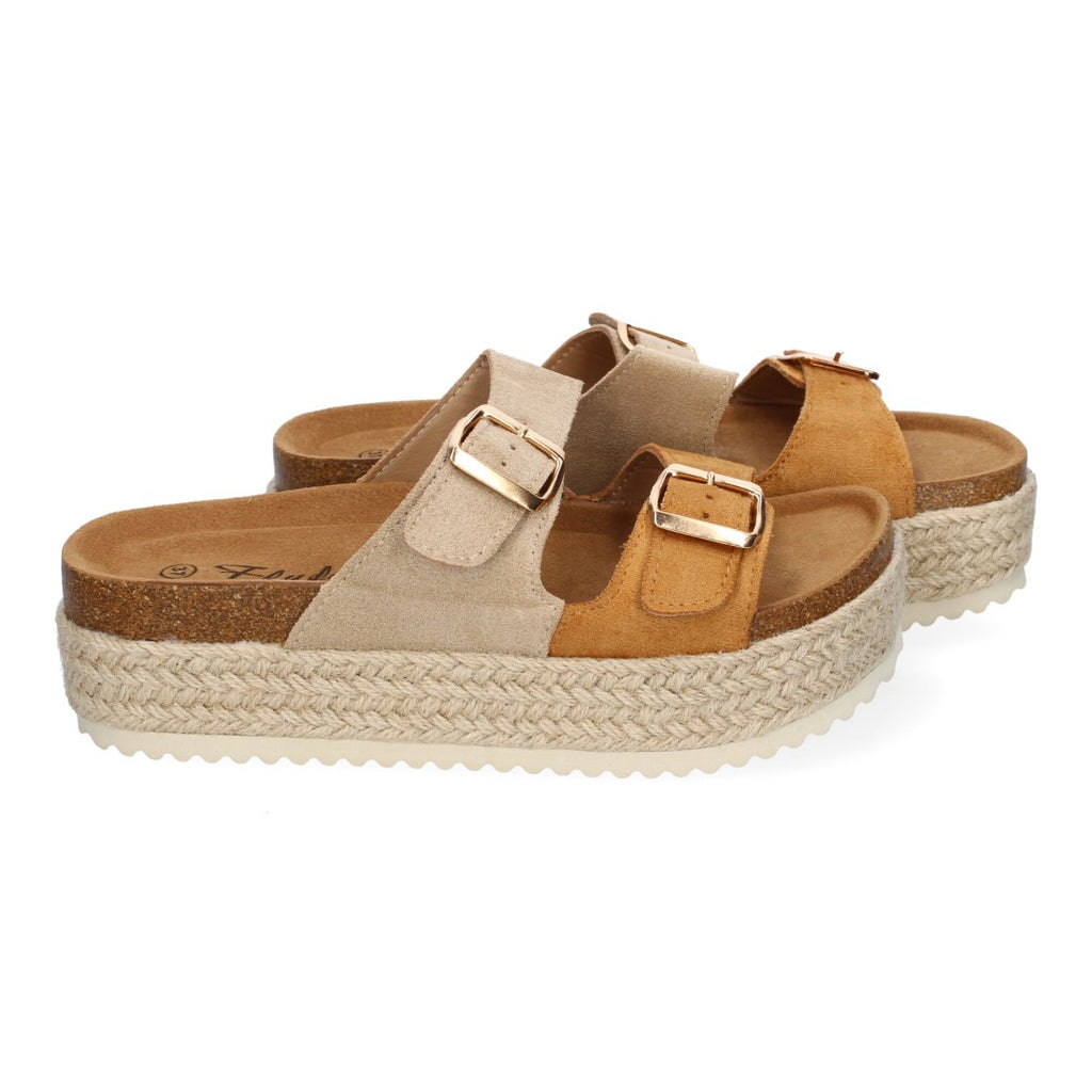 Sandalia plataforma yute doble Hebilla - M-239-Kaki