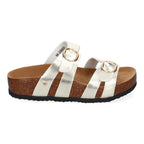 Sandalias Planas para Mujer con Doble Hebilla Ajustable – Diseño Bio Moderno y Cómodo  -Oro