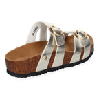Sandalias Planas para Mujer con Doble Hebilla Ajustable – Diseño Bio Moderno y Cómodo  -Oro