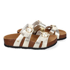 Sandalias Planas para Mujer con Doble Hebilla Ajustable – Diseño Bio Moderno y Cómodo  -Oro