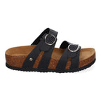 Sandalias Planas para Mujer con Doble Hebilla Ajustable – Diseño Bio Moderno y Cómodo  -Negro