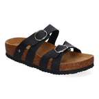Sandalias Planas para Mujer con Doble Hebilla Ajustable – Diseño Bio Moderno y Cómodo  -Negro
