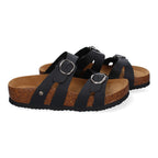 Sandalias Planas para Mujer con Doble Hebilla Ajustable – Diseño Bio Moderno y Cómodo  -Negro