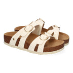 Sandalias Planas para Mujer con Doble Hebilla Ajustable – Diseño Bio Moderno y Cómodo  -Beige