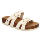 Sandalias Planas para Mujer con Doble Hebilla Ajustable – Diseño Bio Moderno y Cómodo  -Beige
