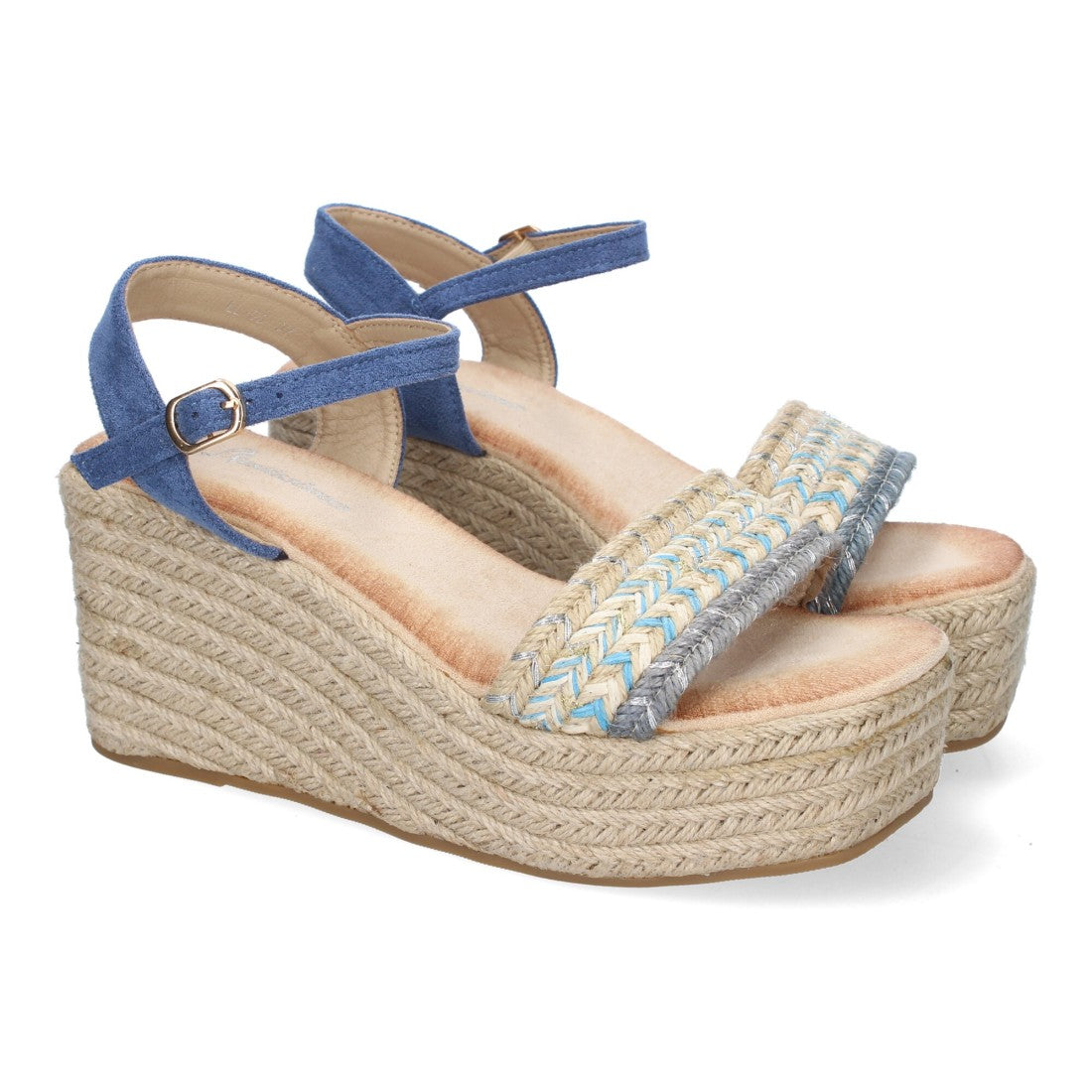Sandalia de Cuña Mujer – Pala Trenzada -Azul