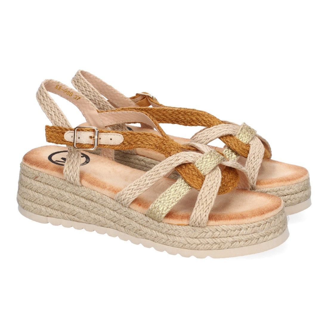 Sandalia de Plataforma con Tiras Cruzadas -Camel