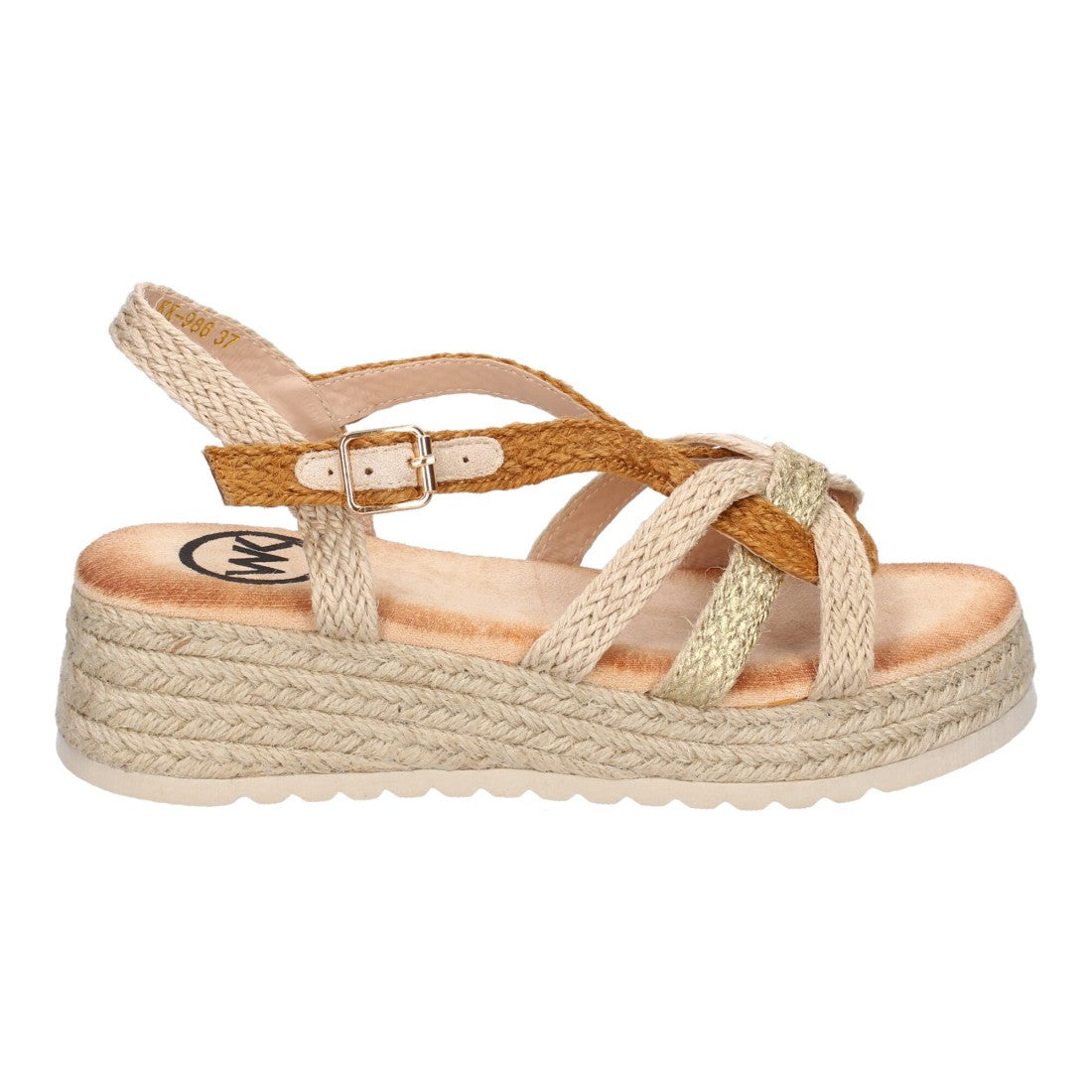 Sandalia de Plataforma con Tiras Cruzadas -Camel