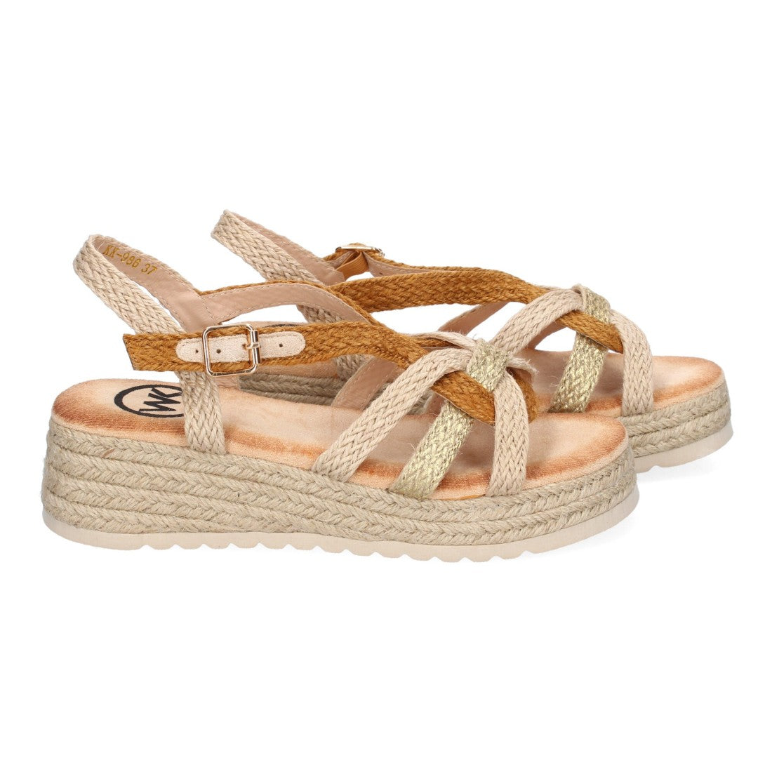 Sandalia de Plataforma con Tiras Cruzadas -Camel