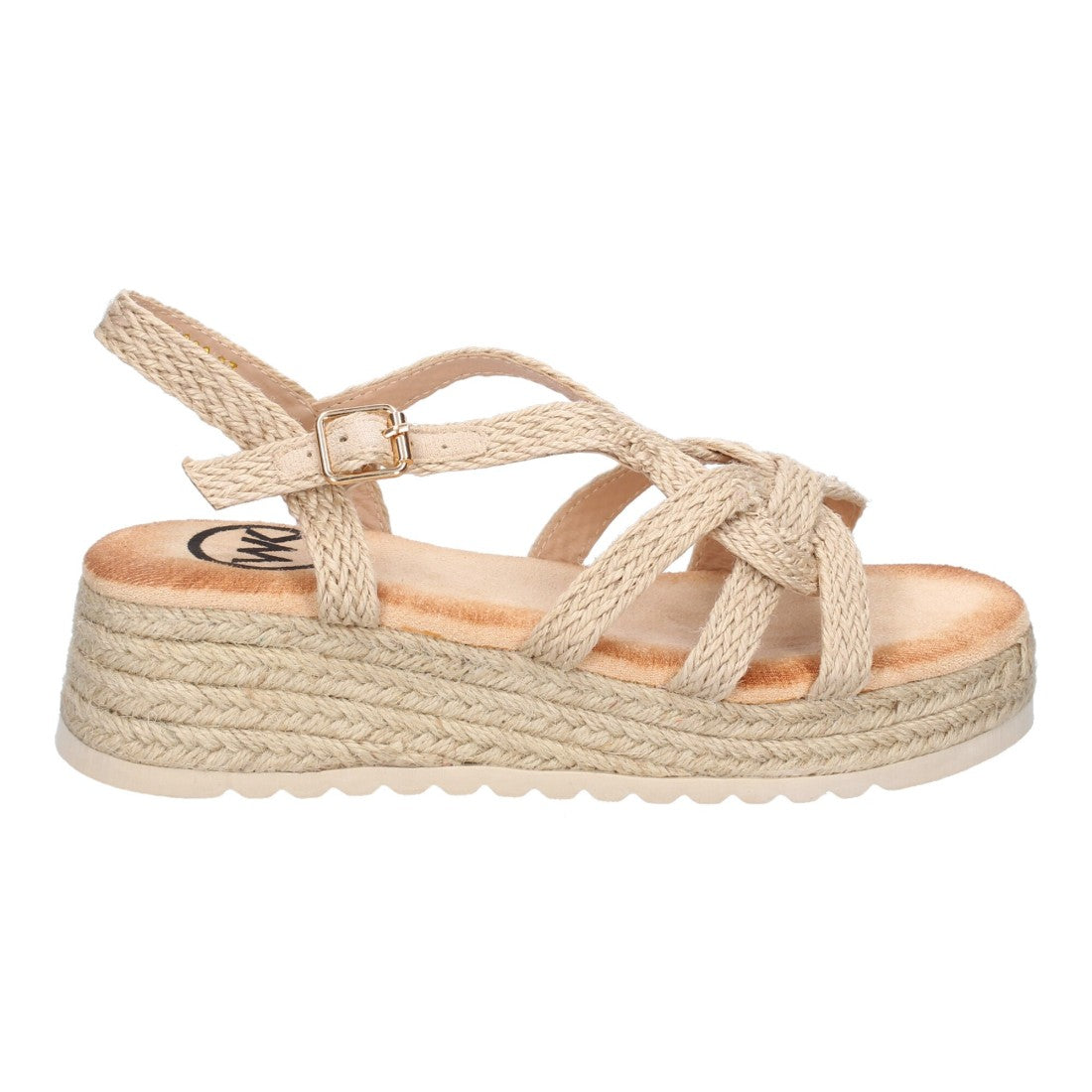 Sandalia de Plataforma con Tiras Cruzadas -Beige