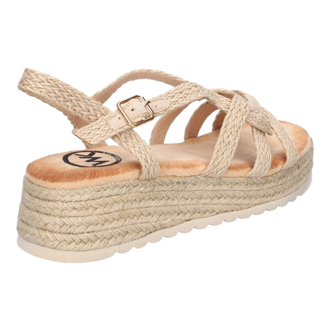 Sandalia de Plataforma con Tiras Cruzadas -Beige