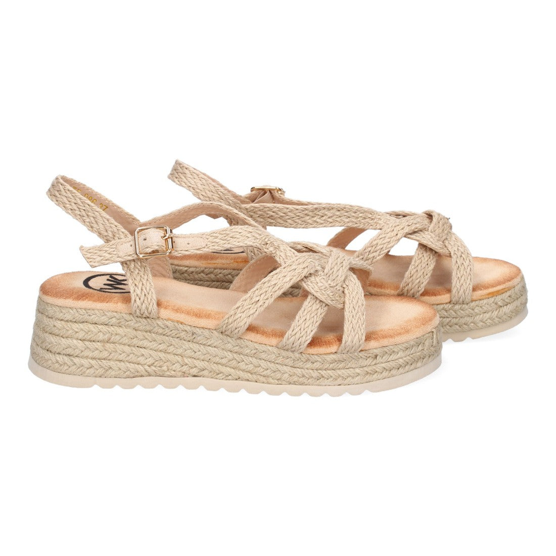 Sandalia de Plataforma con Tiras Cruzadas -Beige