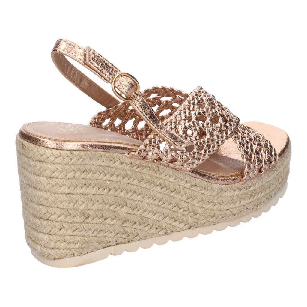 Sandalia de Cuña en jute – Pala Trenzada y Hebilla Ajustable - Champan