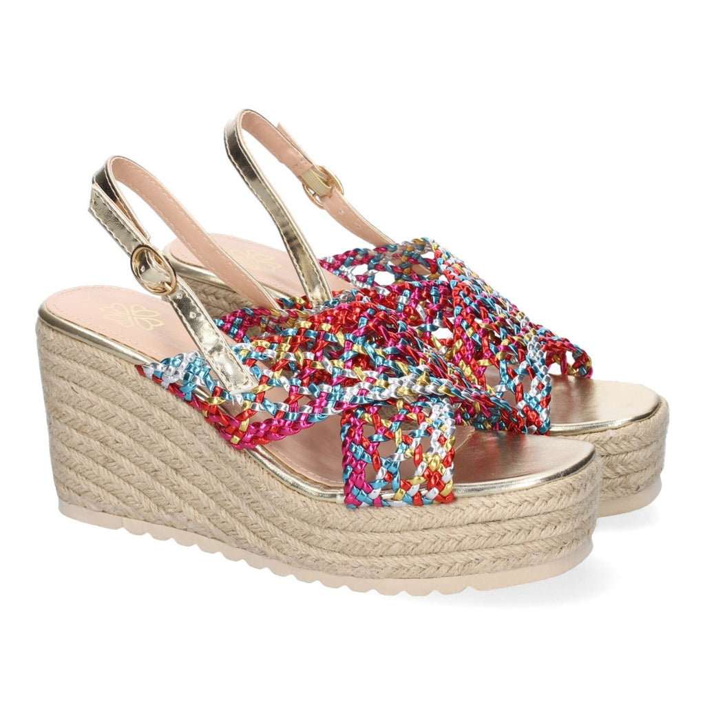 Sandalia de Cuña en jute – Pala Trenzada y Hebilla Ajustable - Multi