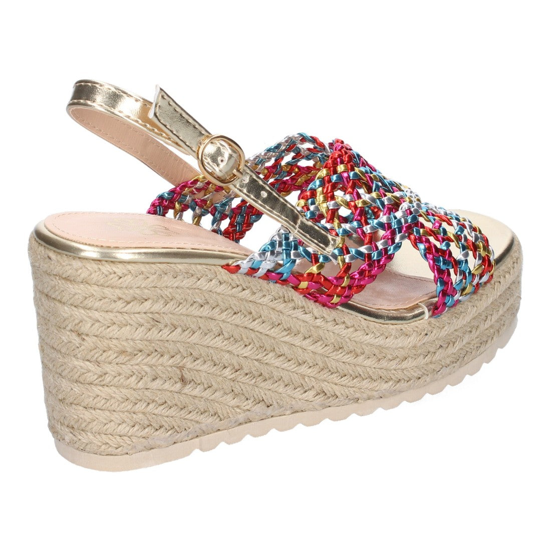 Sandalia de Cuña en jute – Pala Trenzada y Hebilla Ajustable - Multi