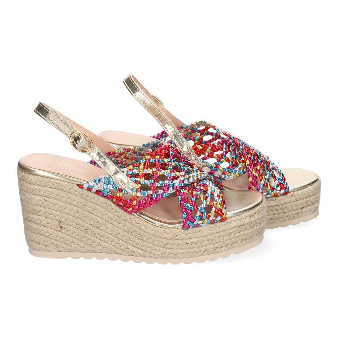 Sandalia de Cuña en jute – Pala Trenzada y Hebilla Ajustable - Multi