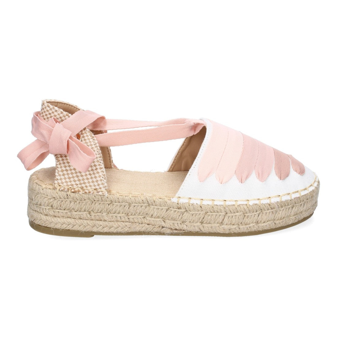 Alpargata Plana Valenciana con Cintas Decorativas Rosas para Mujer